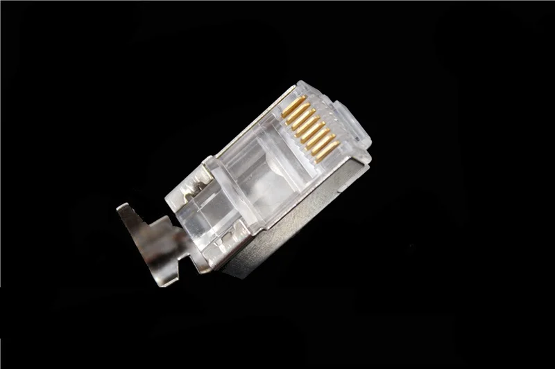 100PCS/lot RJ45 Connector Network Cable Connector Cat6a Cat7 RJ45 plug shielded FTP 8P8C Network Crimp Connectors 1.3mm