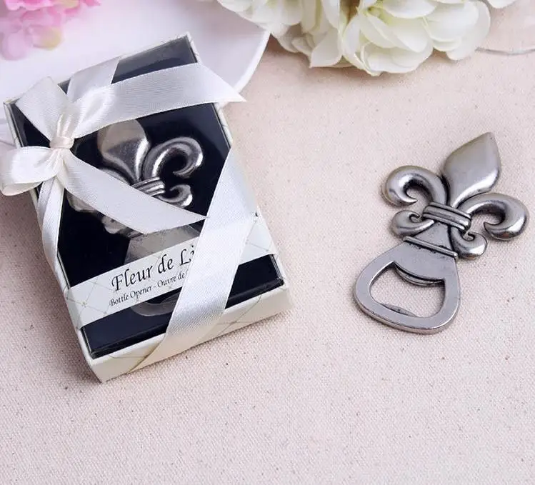 

100pcs/lot Wedding giveaways for guest Exquisite Fleur de Lis Bottle Opener Gift Set Party Decoration SN1028