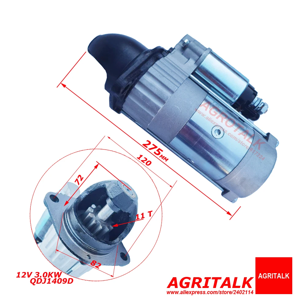 Starter motor 12V / 3.0KW for Weifang 495 / K4100D / K4100ZD etc , part number:  QDJ1409D