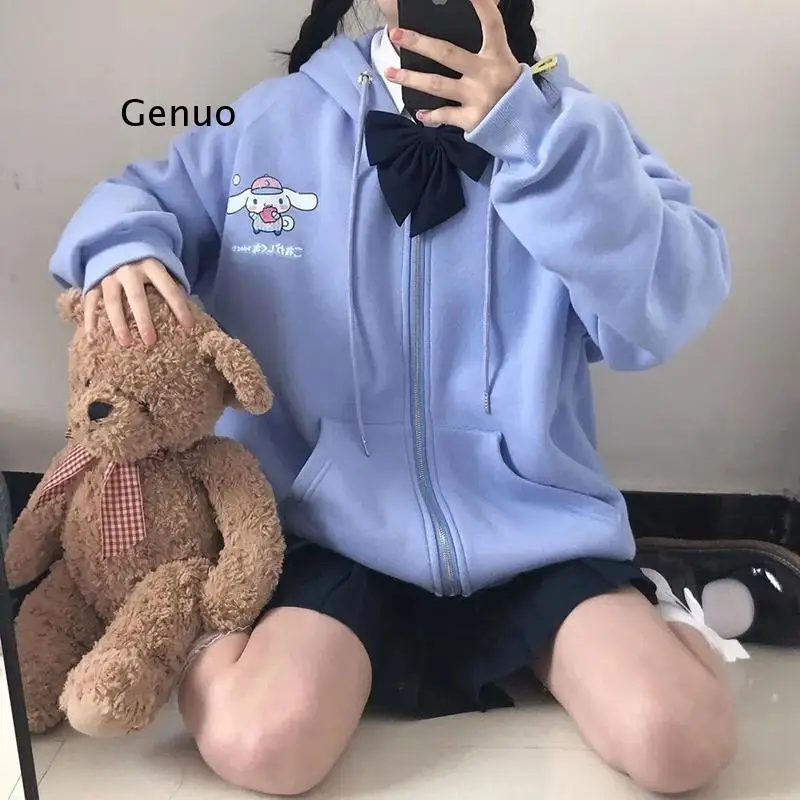 

zipper cartoon hoodie Oversize women's hoodie Japanese anime kawaii casual loose sweatshirt winter vintage Harajuku ladies hoodi