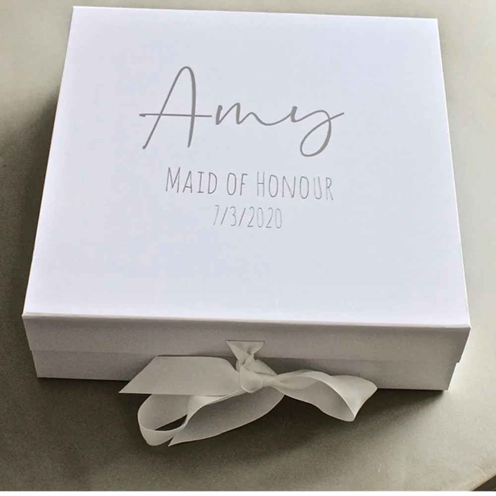 Personalised Large Bridesmaid Proposal Box, Bridesmaid Thank you Box, Luxury White Box, Flower Girl Gift Box, Maid of Honour Box