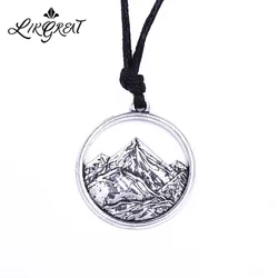 LIKGREAT Embossed Mountain Pendant Necklaces Golden/ Minimalist Mountain Top Necklace Hiking Outdoor Travel Jewelry Climbing