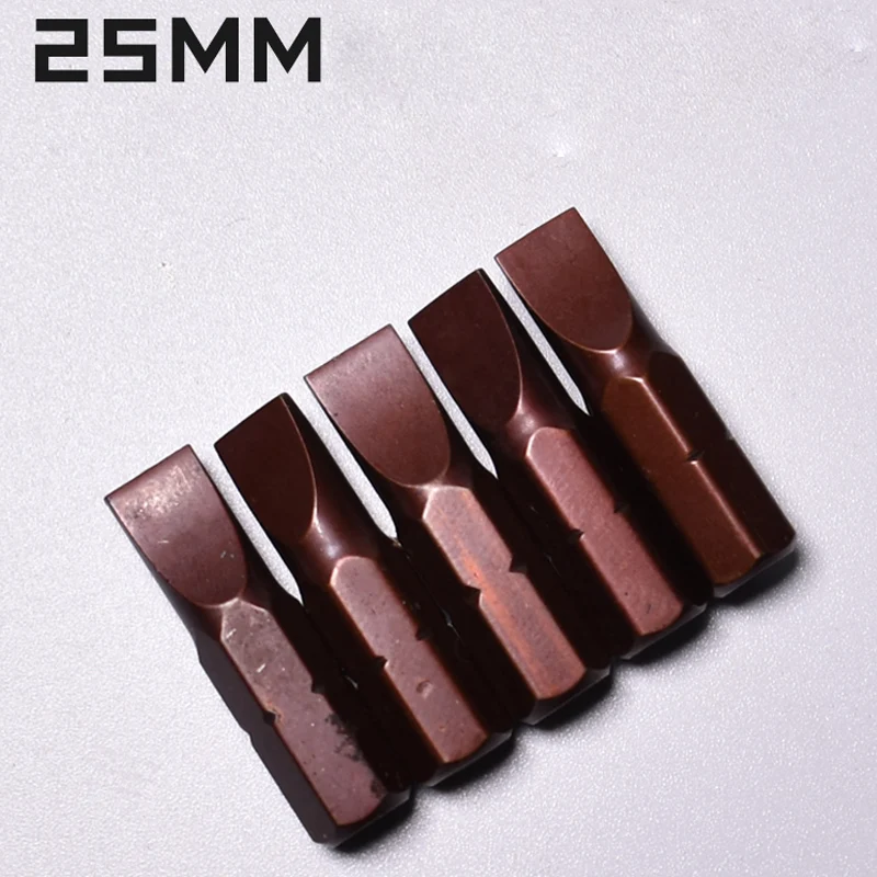 5 Buah 25Mm Slotted SL1.5-SL7 Bit Obeng Set 1/4 "Hex Shank Magnetik Sekrup Driver Bit Anti Slip Bor untuk Alat-alat Listrik