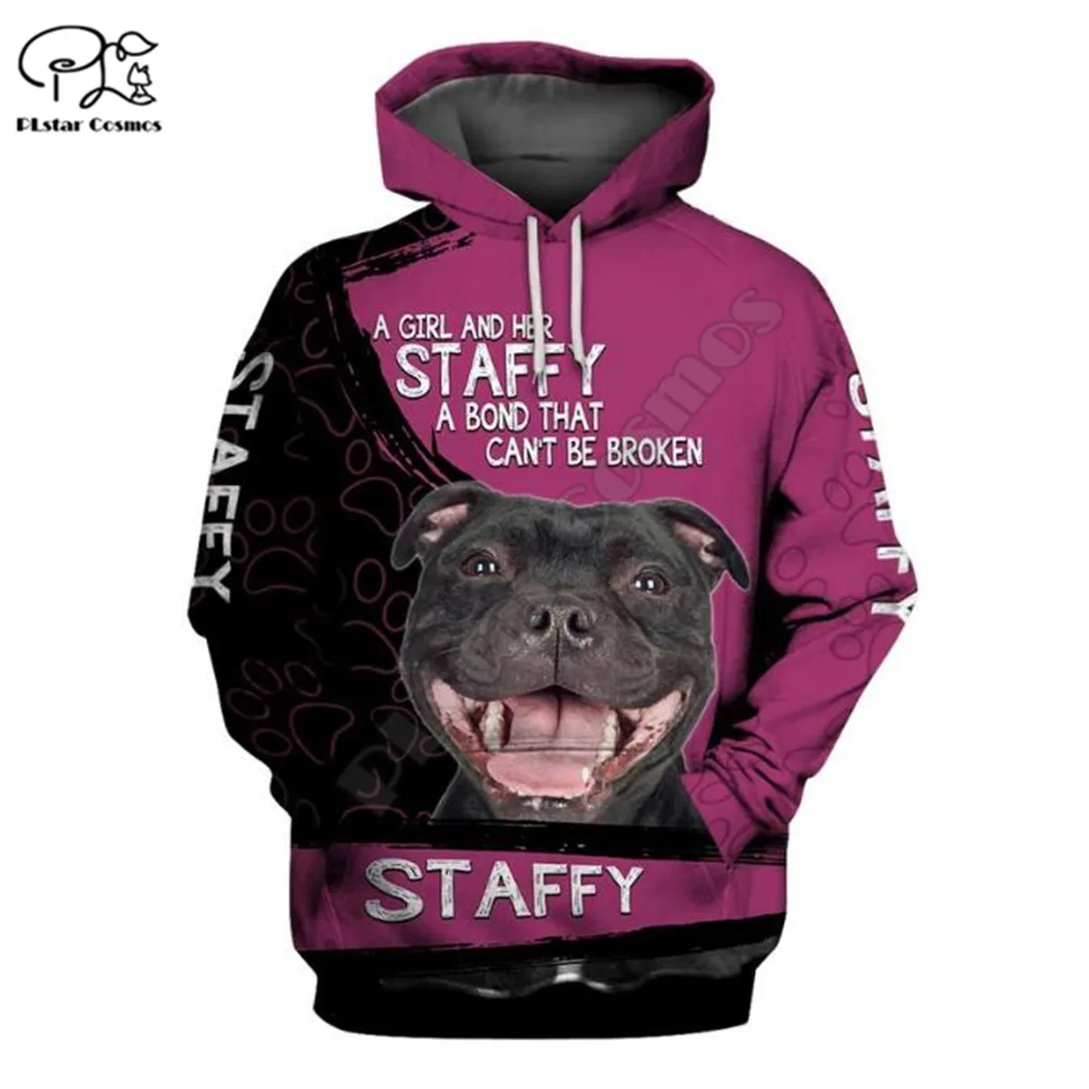 PLstar Cosmos Mens for women funny jacket Staffy dog hoodies 3D printed Hoodie Casual animal zip hoodies Streetwear Dropshipping