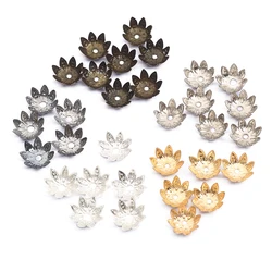 100Pcs 8mm 10mm Lotus Flower Metal Loose Spacer Bead Caps Cone End Beads Cap Filigree For DIY Jewelry Finding Making Earrings