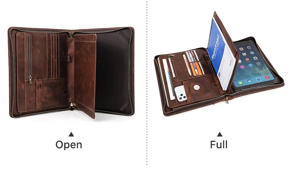 MacBook Pro Air 13 iPad Pro 13 12,9 Portfolio Datei Ordner Kuh Leder Cover Veranstalter Reise Business Office Dokument Aktentasche – Detail 14