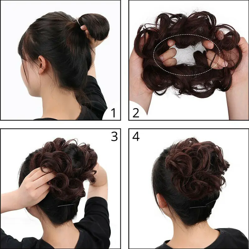 BENEHAIR Synthetic Messy Bun Scrunchy Hair Bun Fake Hair Women Chignon Elastic Hair Band Hairpieces For WomenUpdo Donut Chignon