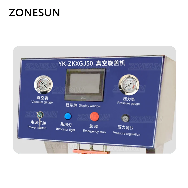 zonesun Semi-automatic Vacuum Capping Machine Chili Sauce Canned Tinplate Glass Bottle Custom mold Vacuum sealing Machine