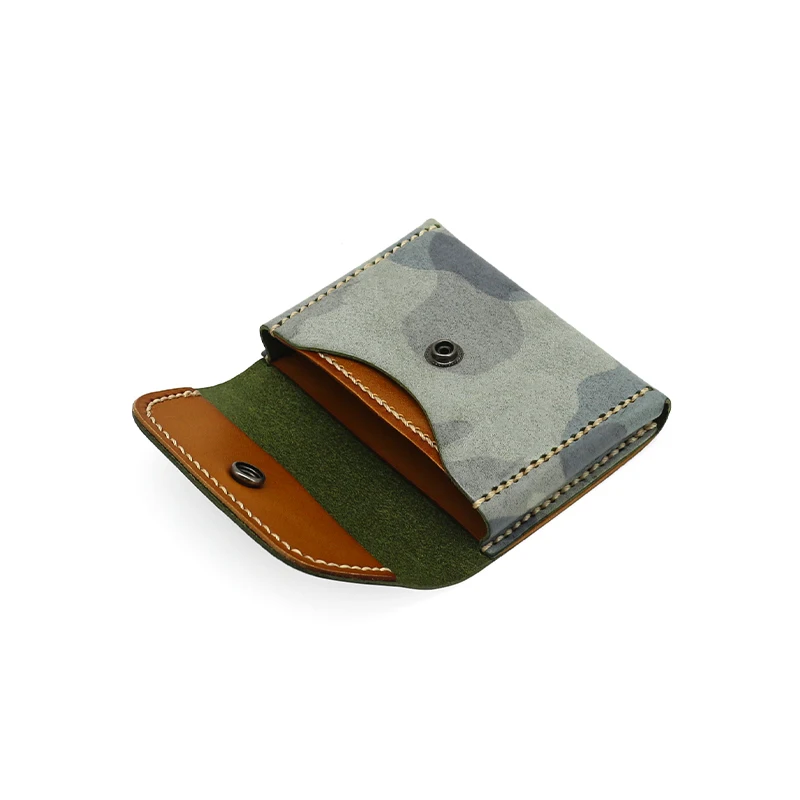 Credit Card Purses Genuine Leather Luxury Handmade Camouflage Storage Coin Pouch Hasp Wallet Cowhide Money Bag