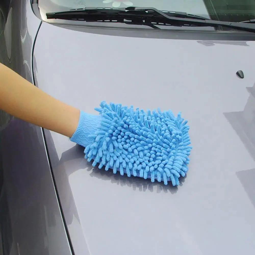 1Pc Car Wash Towels Washing Microfiber Chenille Mitt Auto Cleaning Glove Dust Washer Soft Drying Cloth Hemming Wash Towel