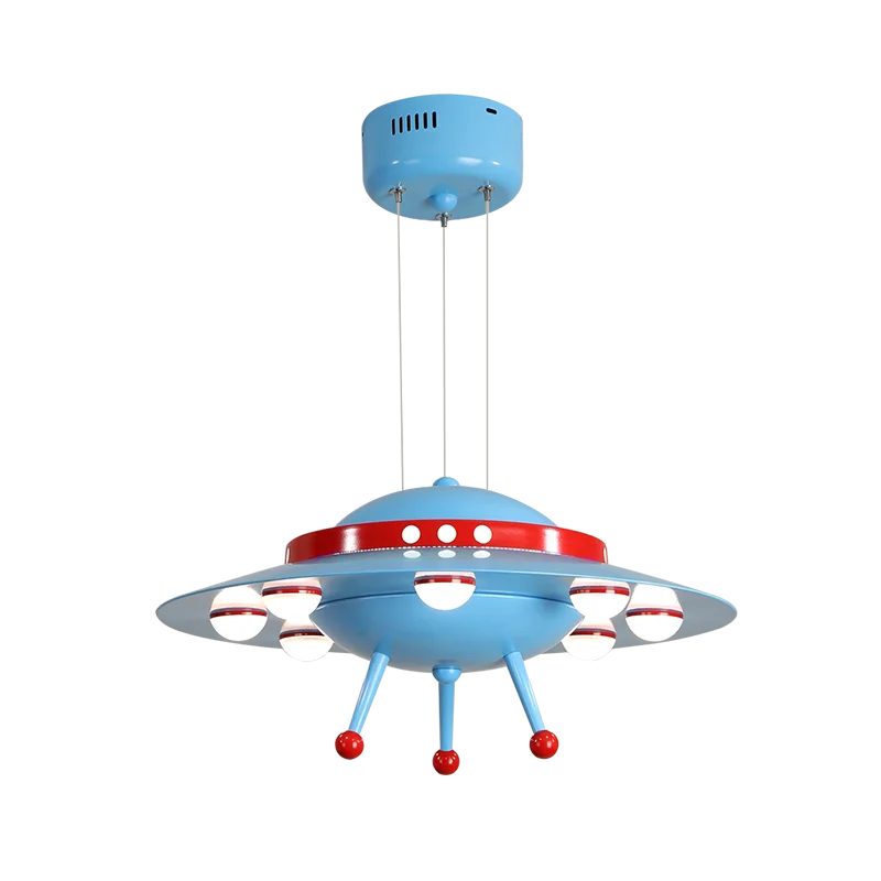 2021 new boys' room lamp Mediterranean cartoon flying saucer chandelier Blue Boys' bedroom LED energy saving lamp