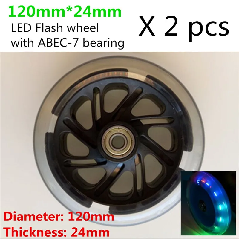 

LED Scooter Wheel 110mm 120mm Diameter Colorful Light Color 24mm 28mm Thickness Kids Adults Scooter Tyre Flash Tire ABEC-7 2 pcs