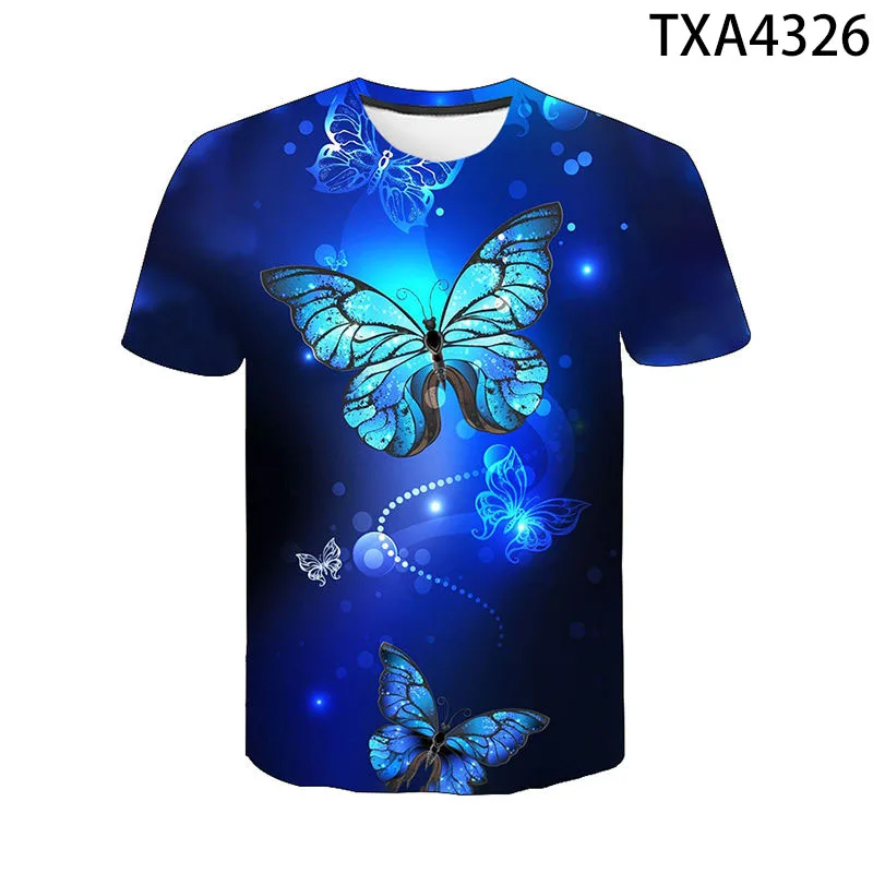 Fashion Men Women Children T-shirt Summer Short Sleeve Cool Animal Butterfly 3D T Shirt Insect Print Harajuku Boy Girl Tops Tees