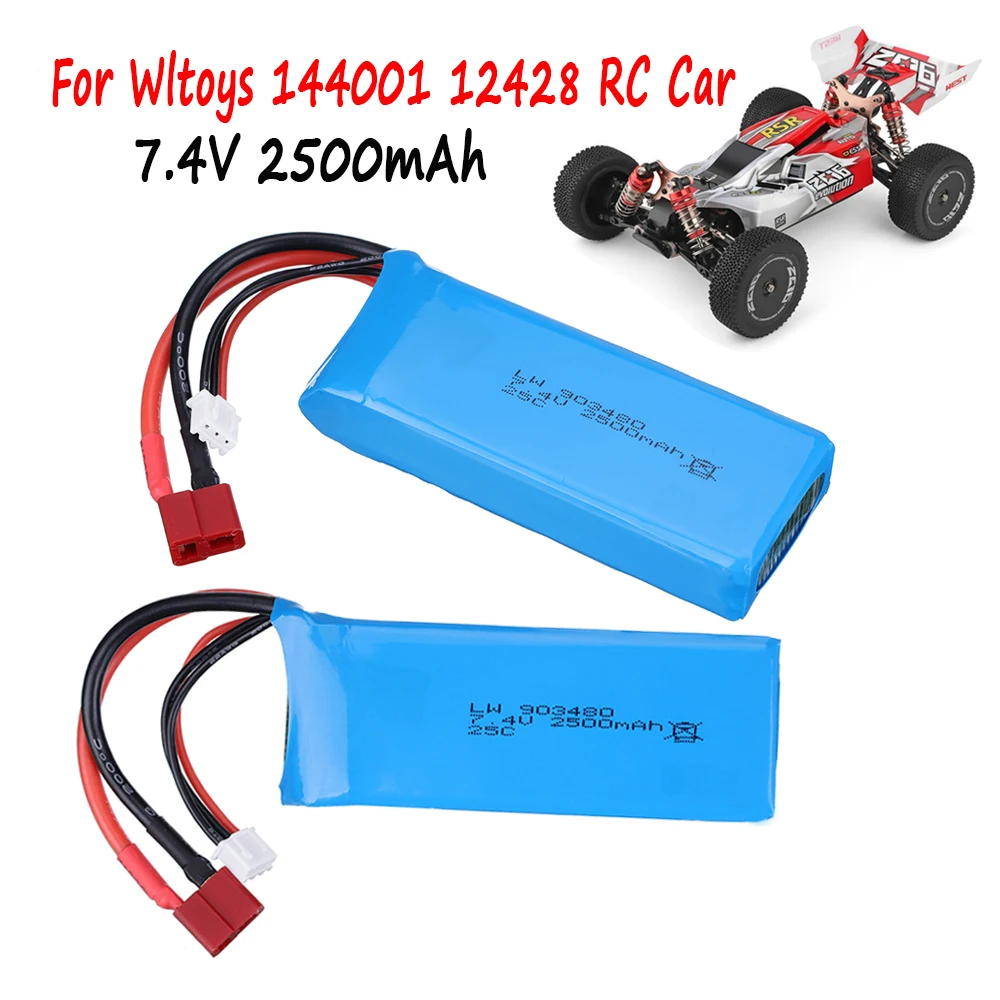 2S 7.4V Lipo battery for Wltoys 104001 124019 124018 144001 RC car battery spare parts 7.4v 2500mah RC Cars Boats Trucks Battery