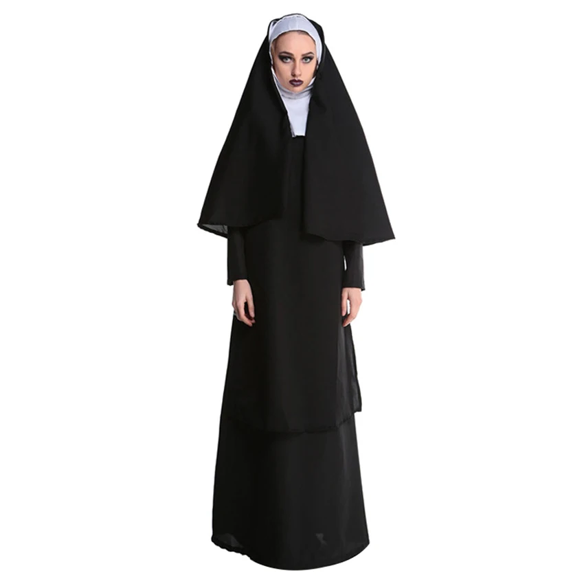 Wizard Nun Costumes Monk Christ Cloak Funny Cosplay Anime Halloween Costumes for Woman Adult Wizard Man Masquerade Carnival