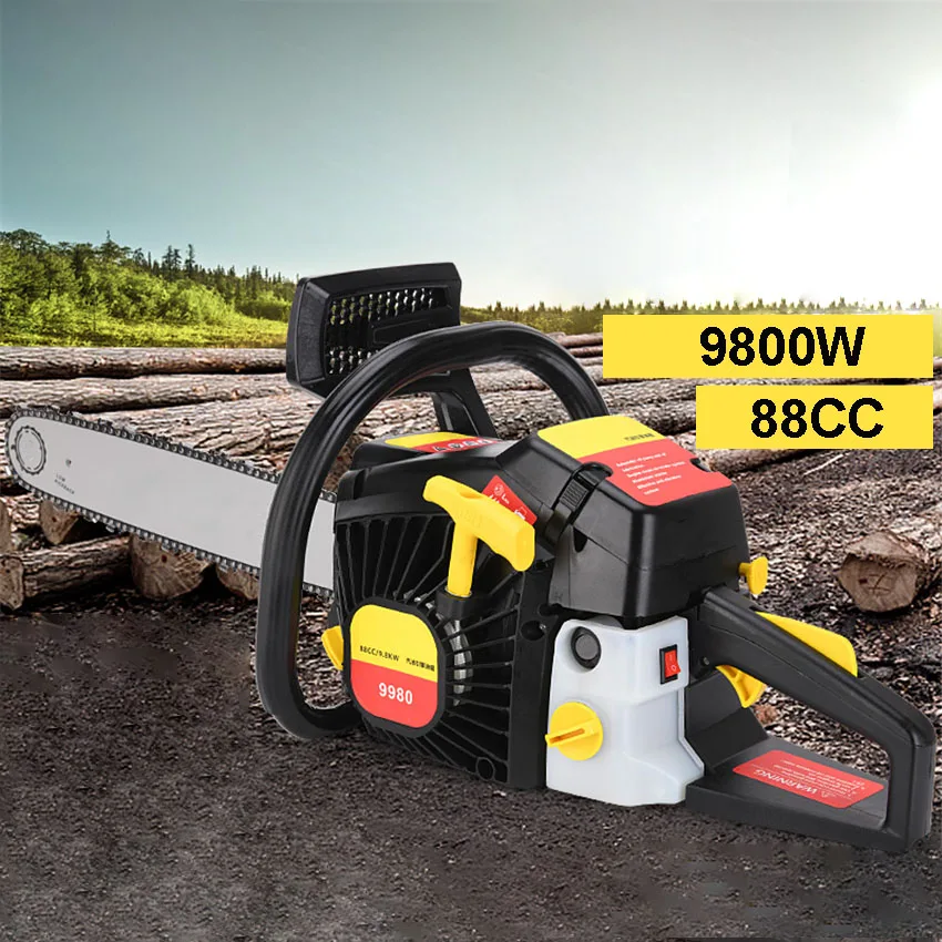 

9800W Chainsaw Gasoline Chain Saw 88CC Professional 2-Stroke Engine Gasoline Saw With Saw Chain Gasoline Logging Wood Cutter