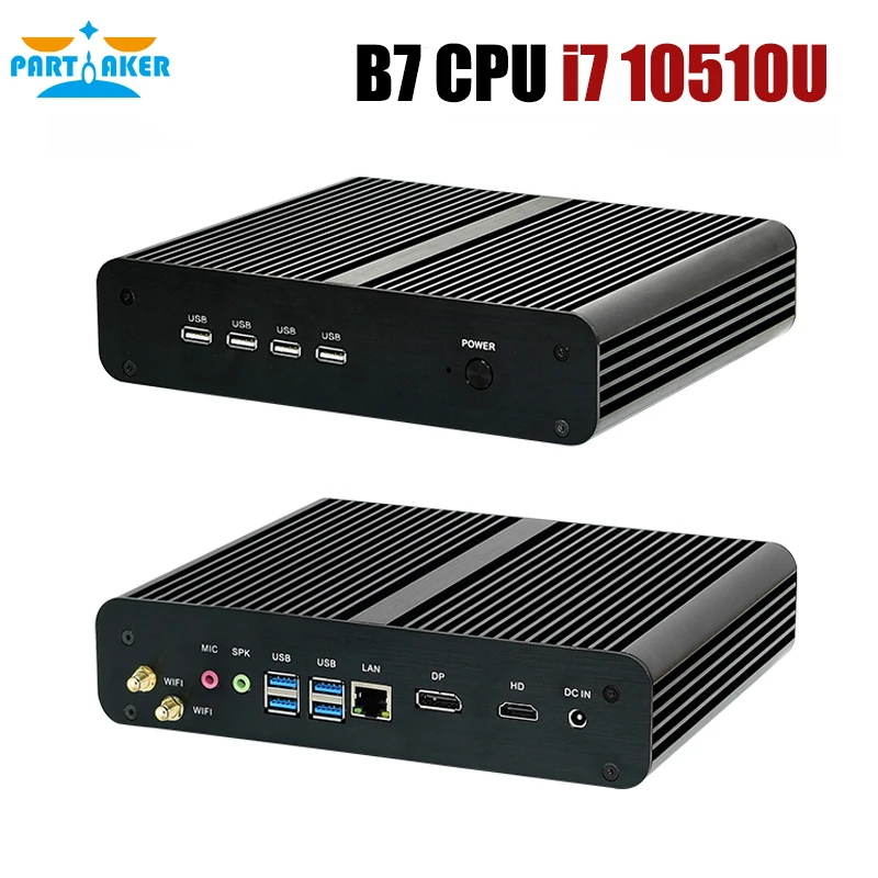 Mini Computer senza ventola i7 8550U/10710U i5 8250U/7260U/i3 8145U 2 * DDR4 Msata + M.2 SSD Micro PC Win10 Pro Barebone HTPC Nuc VGA HDMI