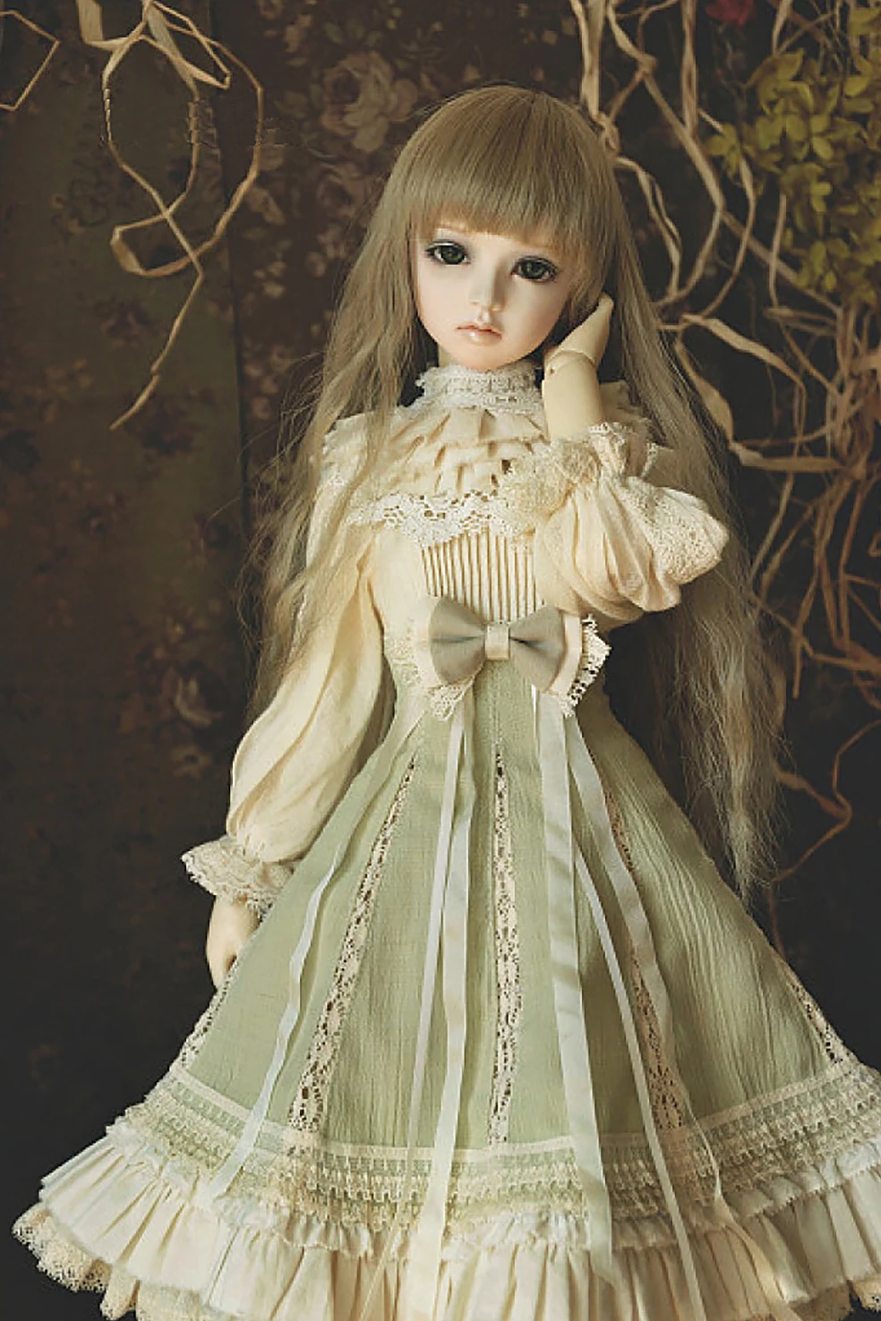 

Doll Clothes 1/4 1/3 SD BJD Clothes Light Green Dress,Girl Doll Clothes for Doll Accessories