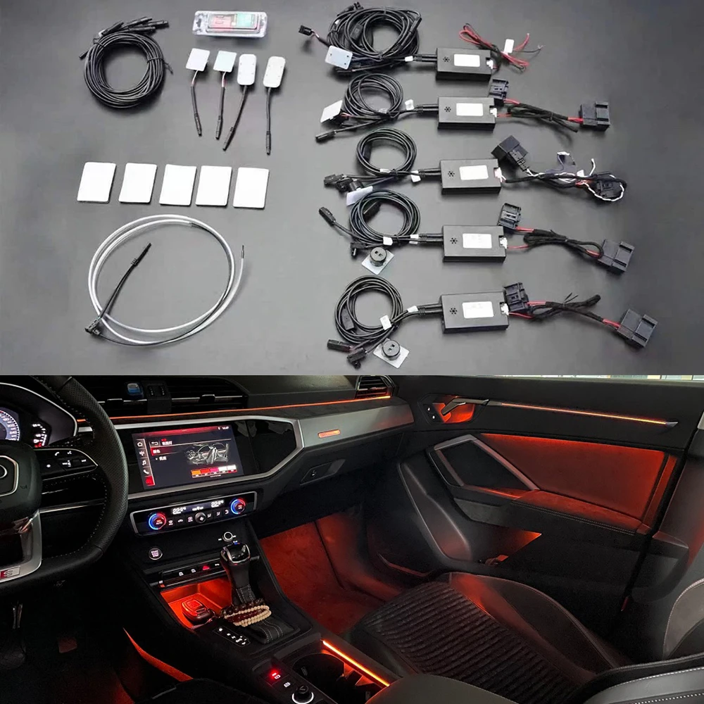 

30 Colors Set For Audi Q3 Q3L 2019-2021 MMI Control Decorative Car Ambient Light LED Atmosphere Lamp illuminated Strip