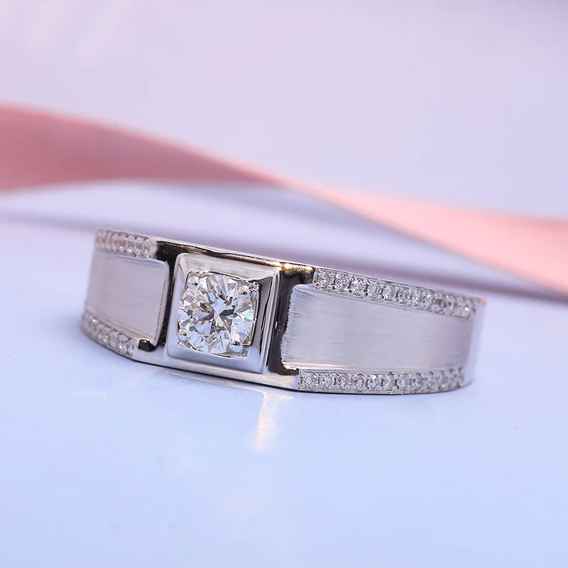 Imagem -03 - Anel de Casamento Moissanite para Homens Excelente Anel de Noivado de Corte Redondo Cor d 0.3ct Carat 4.0 mm