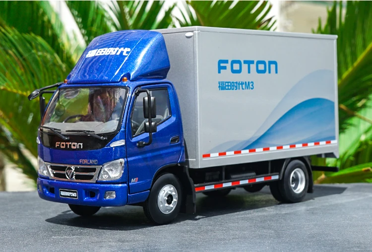 Diecast 1:24 Foton Forland M3 Container Box Truck Model Blue Van Truck Model with Small Gift