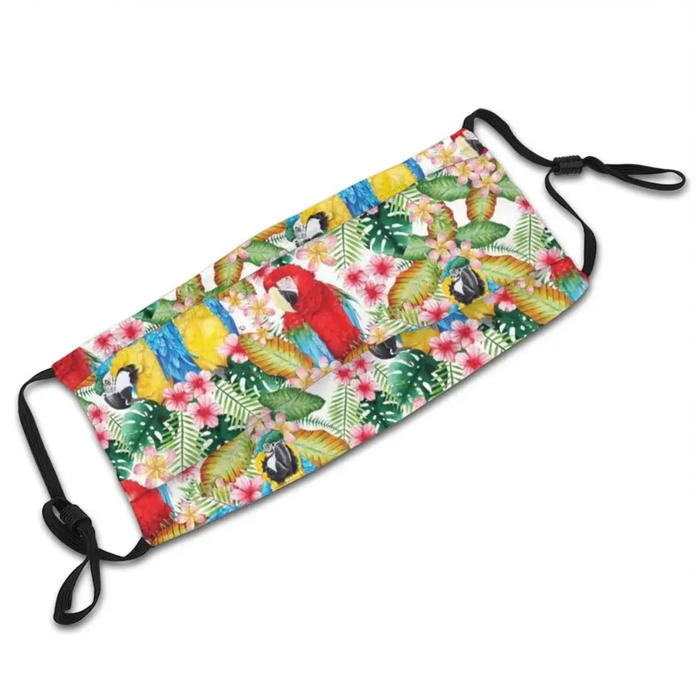 Macaw Parrot Pattern Watercolour Mask DIY Washable Filter Pm2.5 Mouth Trending Macaw Parrot Repeat Pattern Pattern Tropical