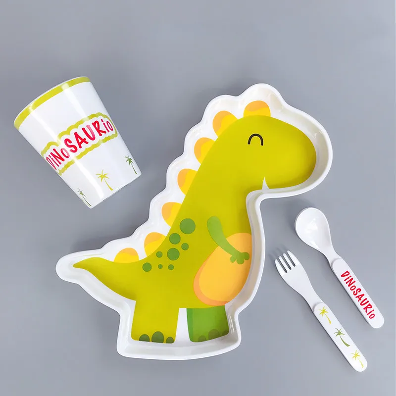 

Dinosaur Dinner Plate Set Children Tableware Set Tyrannosaurus Rex Cartoon Kid Plate Cup BPA Free DEC558