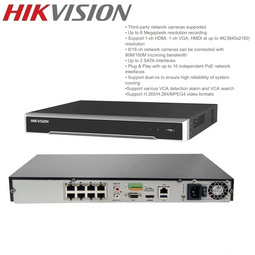 4K Network 8-CH Hikvision POE  NVR Video Recorder With 4 Pcs 4MP Waterproof Ip Camera Night Vision CCTV Security System  Kit