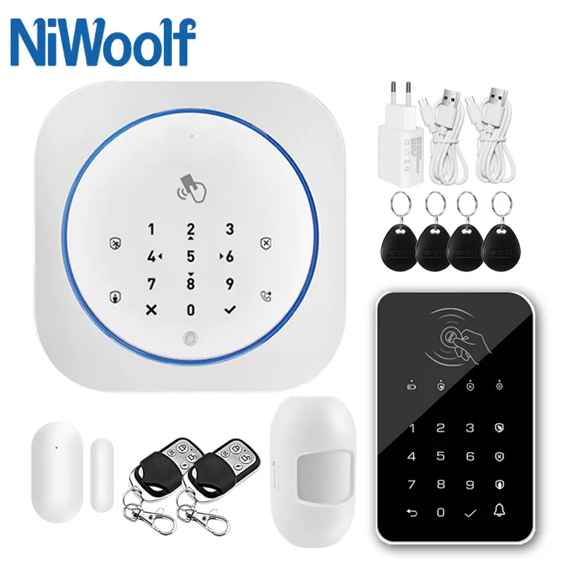 Wireless Home Security GSM Alarm System Intercom Remote Control Autodial 433MHz Detectors IOS Android APP Control Touch Keyboard