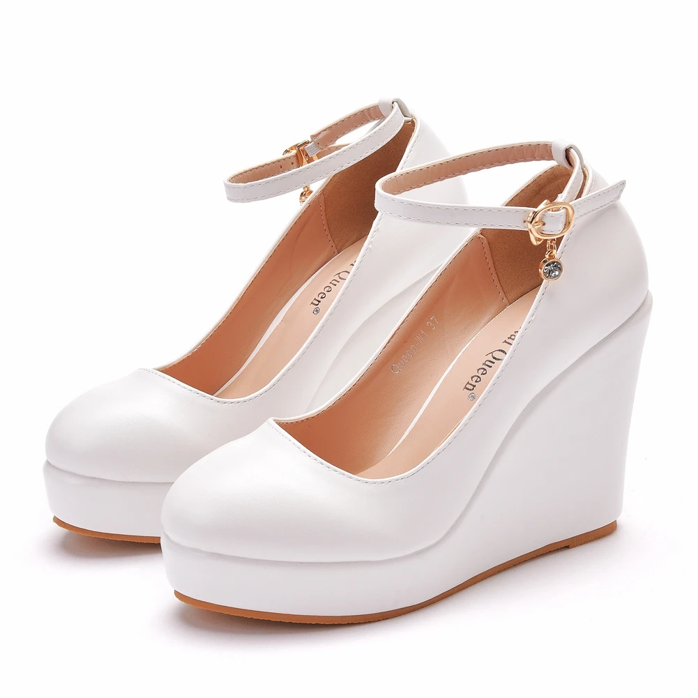 Platform Wedges Women White Black Wedding Shoes Spring High Heels Ladies Office Pumps