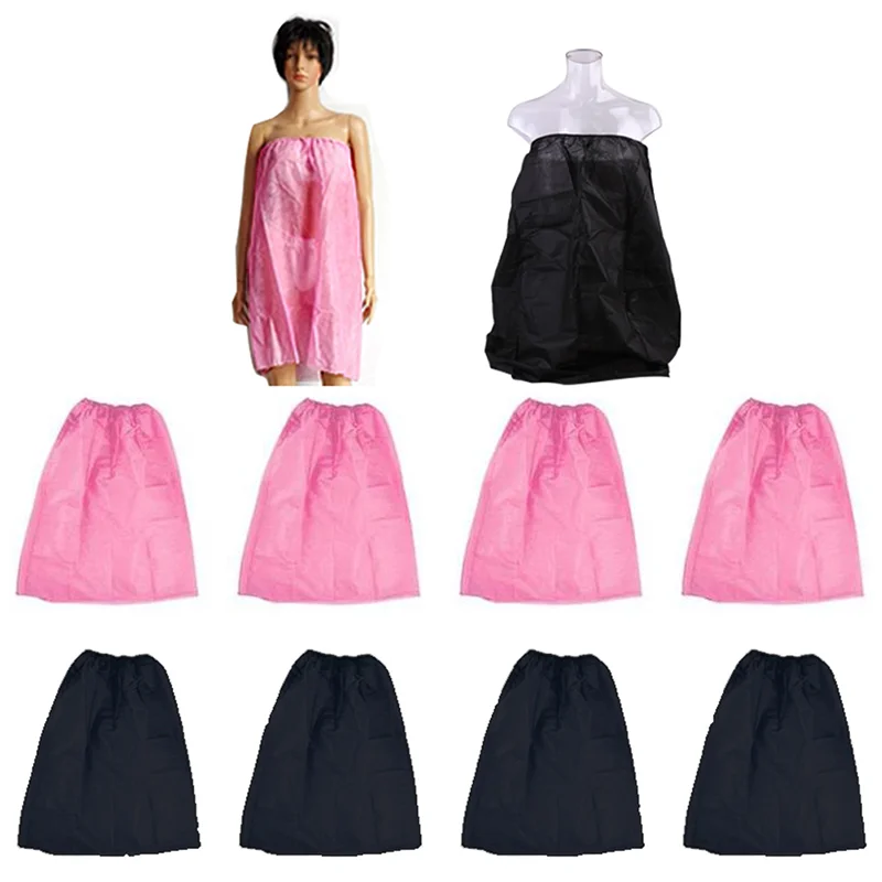 5Pcs Disposable Bath Skirt Non-Woven Bathrobe Sweat Steaming Beauty Salon Dress Adjustable Bathrobe Breathing Spa Sweat Steam