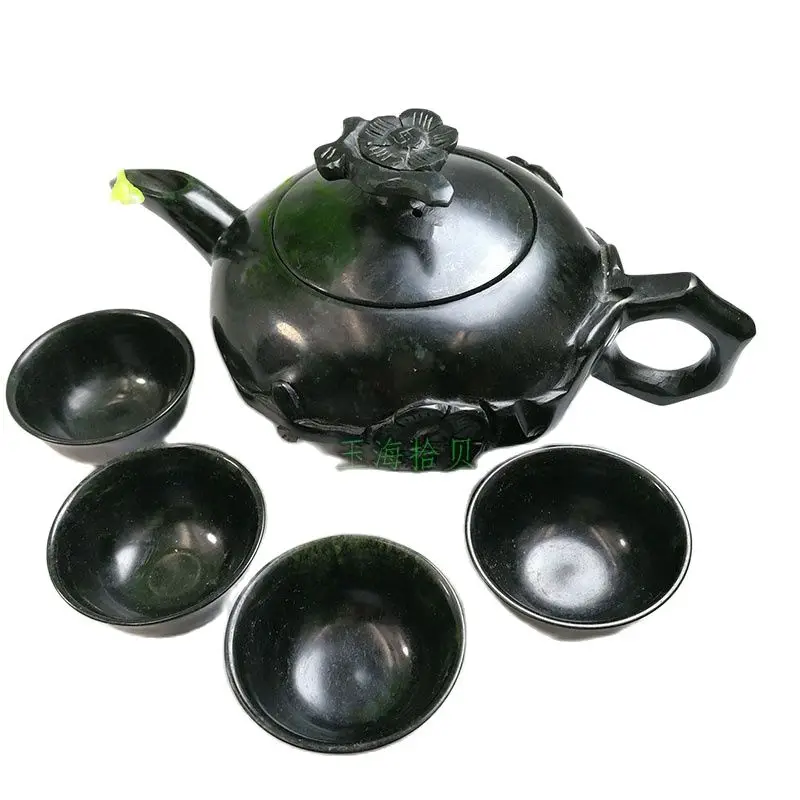 Chinese Kung Fu Tea Tea With Natural Jade Teapot And Tea Cup A Set