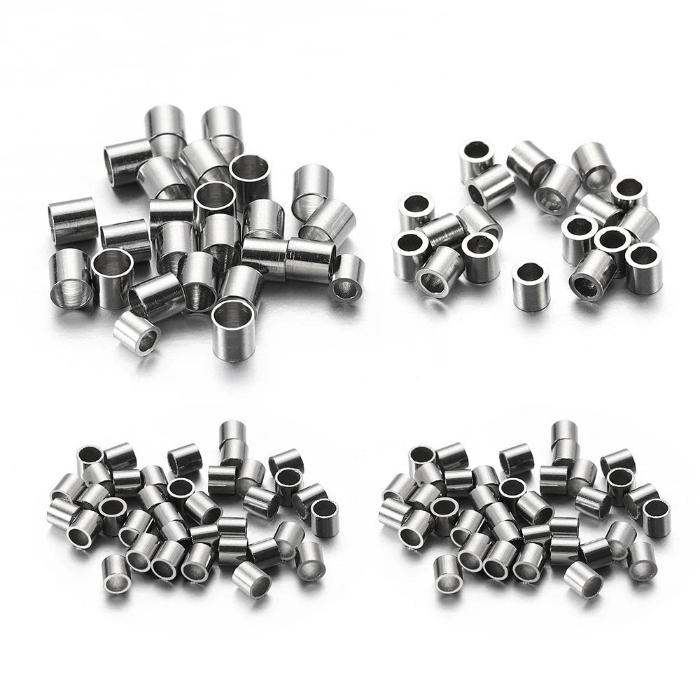 150/lot 1.5 2.0 2.5mm Stainless Steel Tube Crimp End Beads Stopper Spacer Bead For DIY Jewelry Making Necklace Findings Supplies