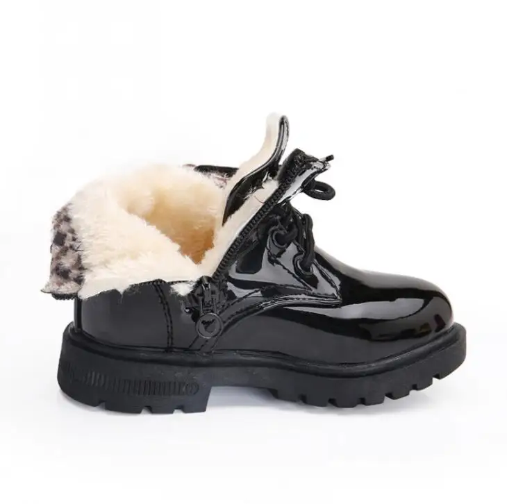 New Winter Children Shoes PU Leather Waterproof Boots Kids Snow Boots Girls Boys Rubber Boots Fashion Sneakers