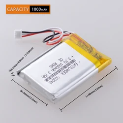 3.7V 1000mAh 803040   JST1.25 3P akumulator litowo-jonowy polimerowy do rejestratora kamery inteligentnego zegarka Mp3 DVD PAD