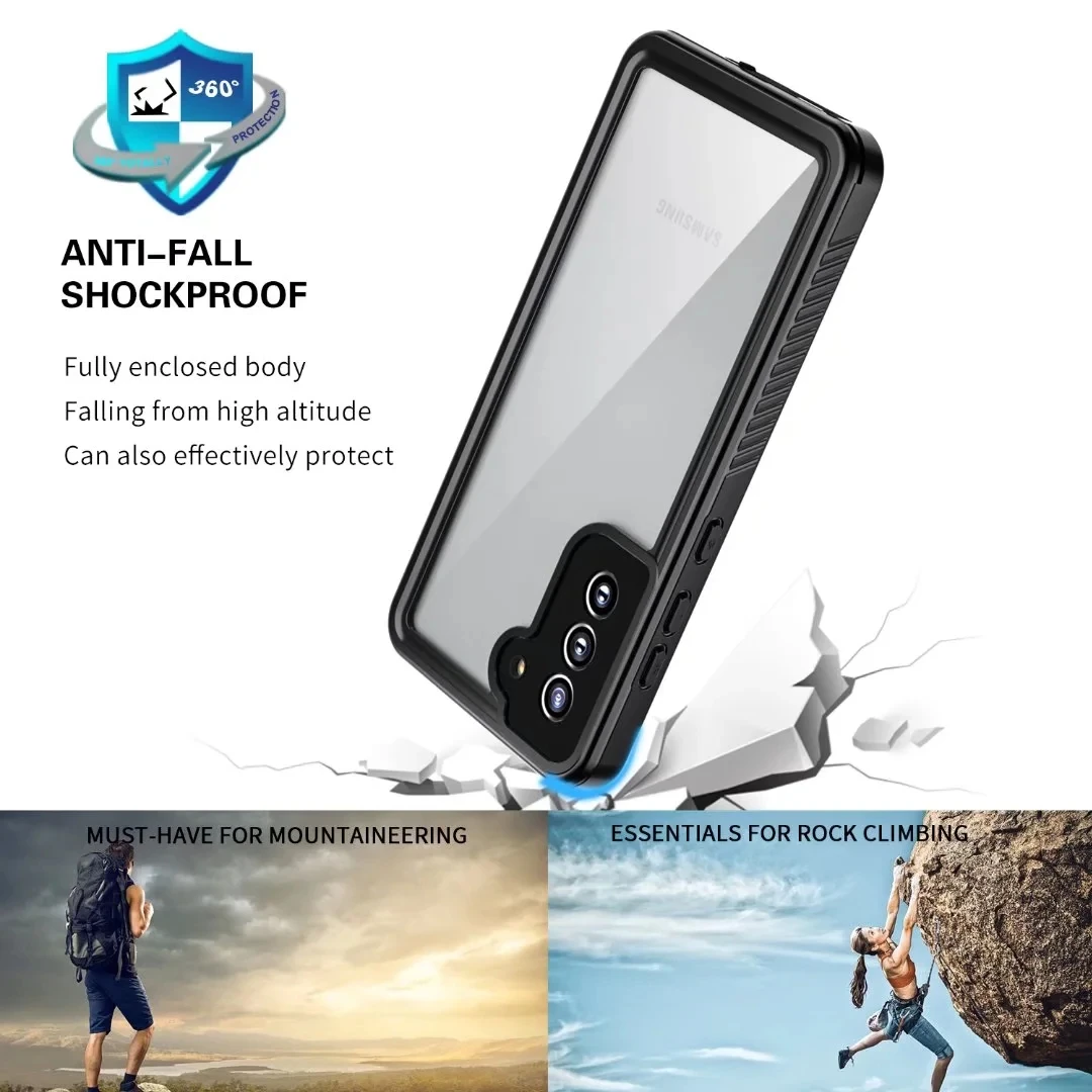 Shellbox IP68 Waterproof Case for Samsung Galaxy S21 FE Heavy Duty Military Shockproof Diving Case Built in Screen Protector