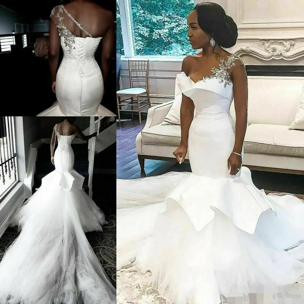 Preciosos vestidos de novia de sirena sin mangas personalizados, vestido de novia de princesa de encaje personalizado, apliques transparentes