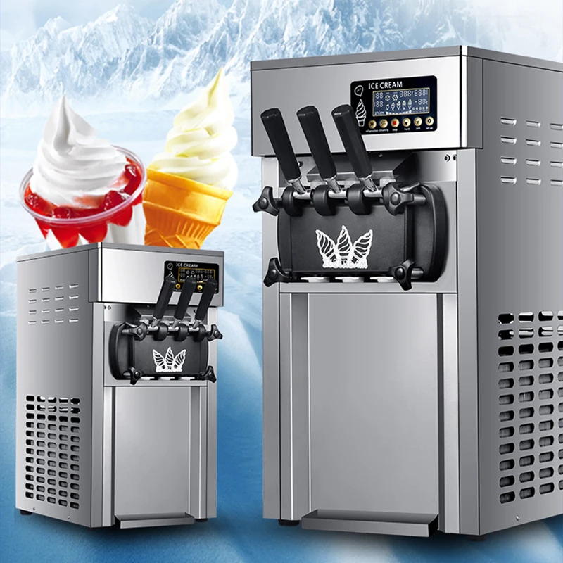 ZM-A168 ice cream machine 16-18L/H commercial desktop small three-color soft ice cream machine 1200W ice cream cone machine