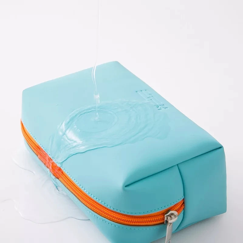 Impermeable bolsa de cosméticos de maquillaje de PU para mujer, bolsas de viaje de colores dulces, caja organizadora de neceser, portátil