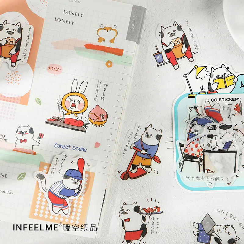 40 Pcs Kawaii Cartoon Animal Graffiti Deco Stickers for Phone Laptop Diary Stationery Journal Scrapbook Hand Book Album Supplies