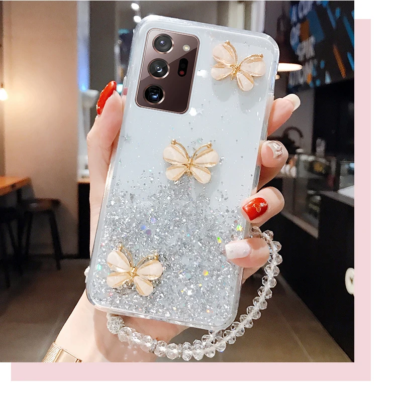 Luxury Bling Glitter Case For Samsung Galaxy S26 S24 Ultra S23 S22 Plus S21 S25 FE A55 A35 A16 A56 Strap Lanyard Silicone Cover