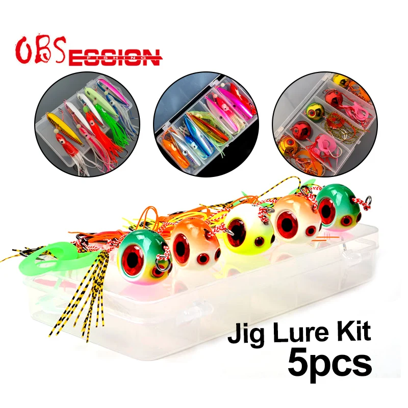 Metal Jig5pcs Inchiku40-150g Metal Fishing Lure Set Tai Rubbers Sliding Kabura Assist Hook Squid Hook Jig Skirt Fast SinkingBait