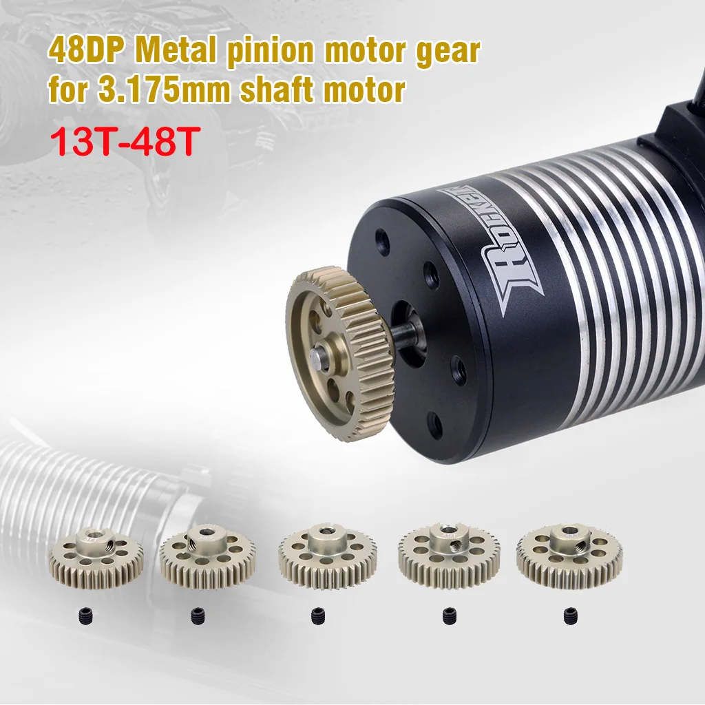 Surpass Hobby 1Pcs 48DP 3.175mm 13T 14T 15T-26T 27T-36T 37T- 40T 41T-47T 48T Metal Motor Pinion Gear for 1/12 1/10 RC Car Parts