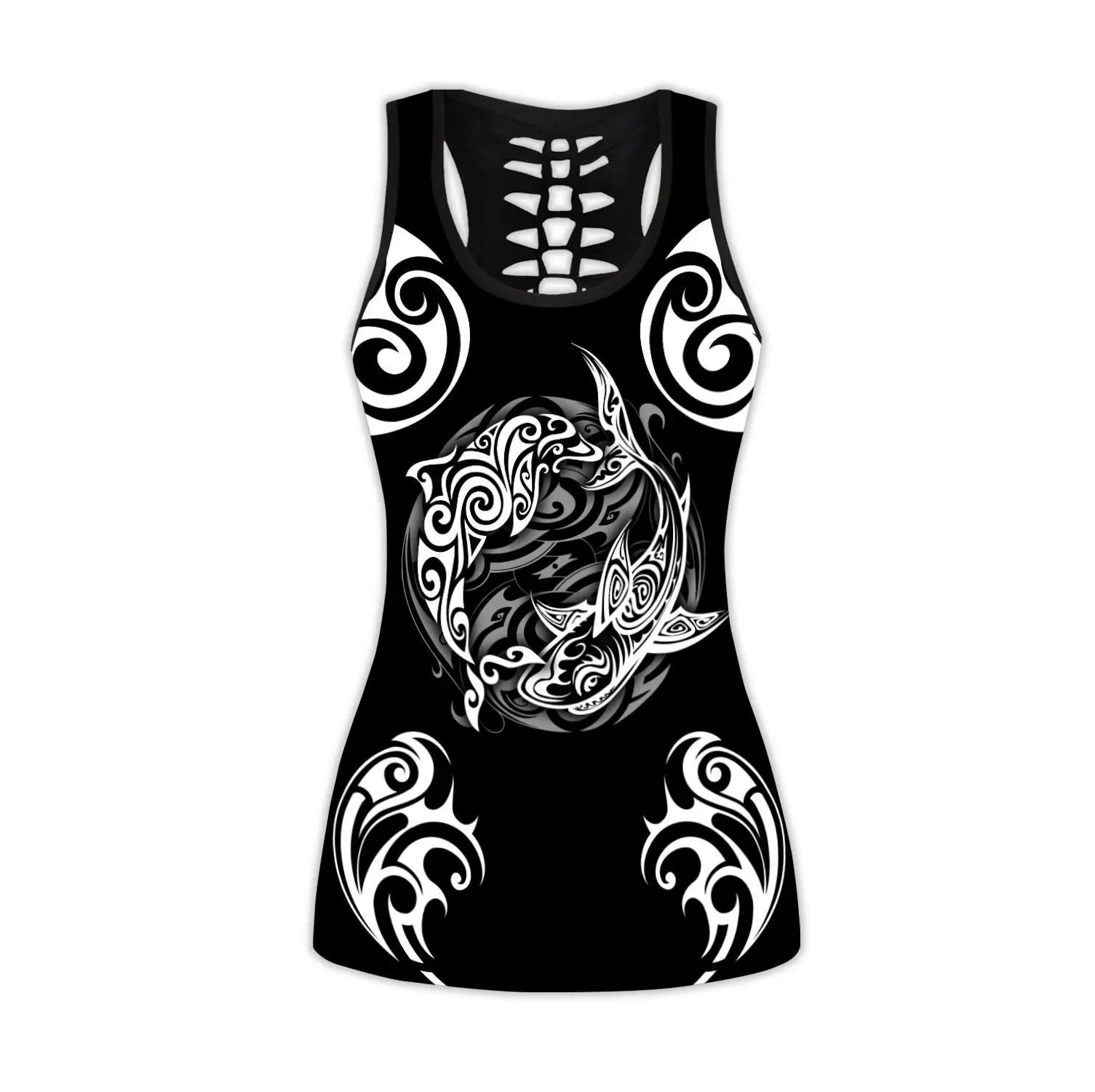 Pohnpei Polynesian Culture Tribe Shark Tattoo 3D All Over Printed Legging & Tank top Sexy Elastic Female Skinny Leggings DDK31