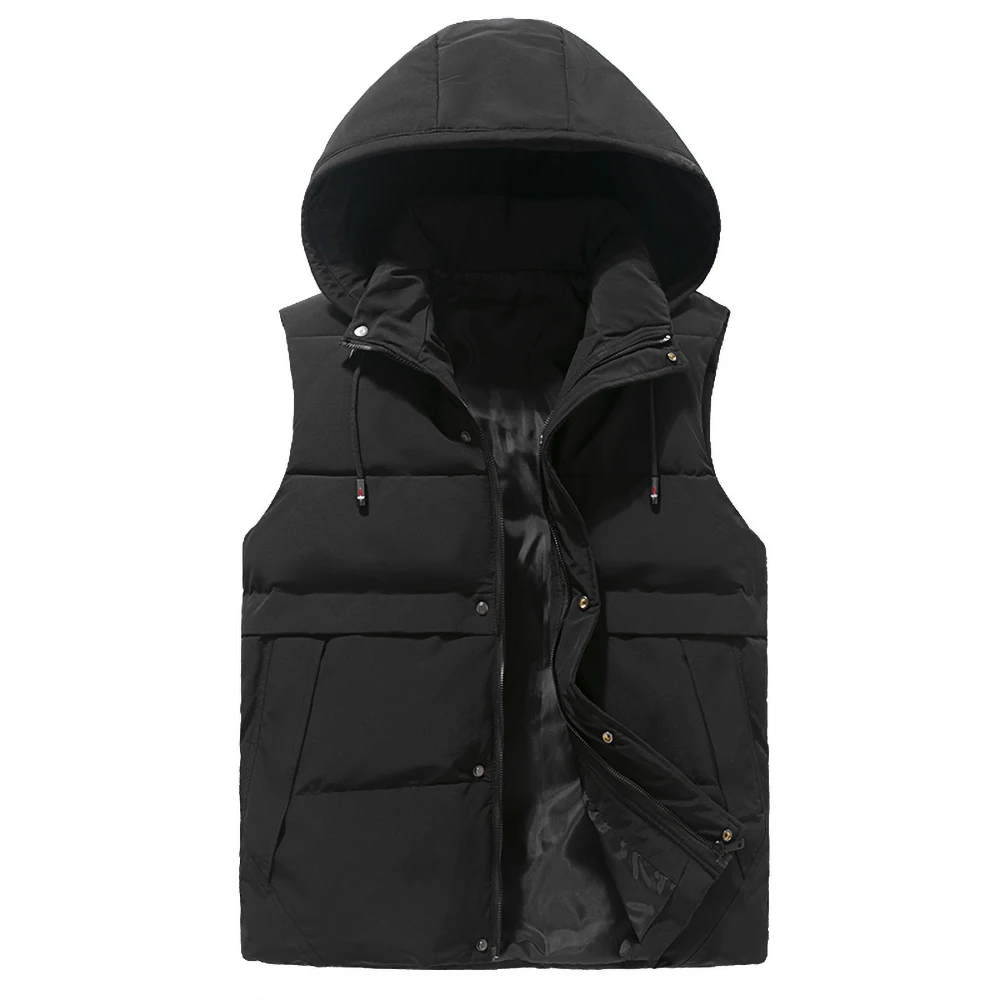 Men Plus Large Size 5xl Winter Vest Hat Detachable Waistcoat Outwear Sleeveless Jackets Warm Parka Unloading Coat for Men Unisex