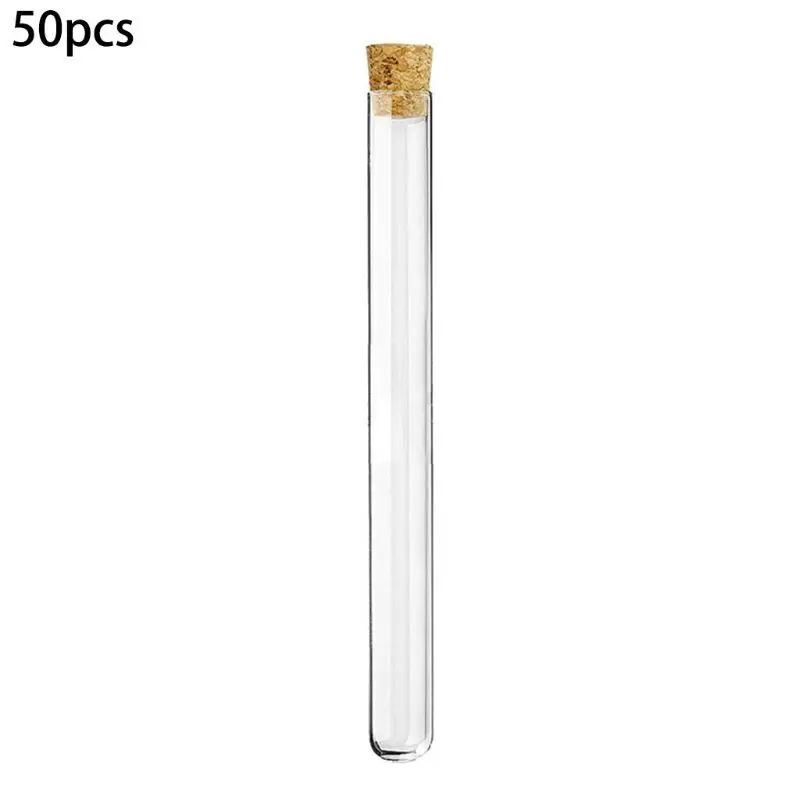 50PCS Transparent Plastic Round Bottom Test Tube With Cork Stoppers Empty Scented tea Tubes