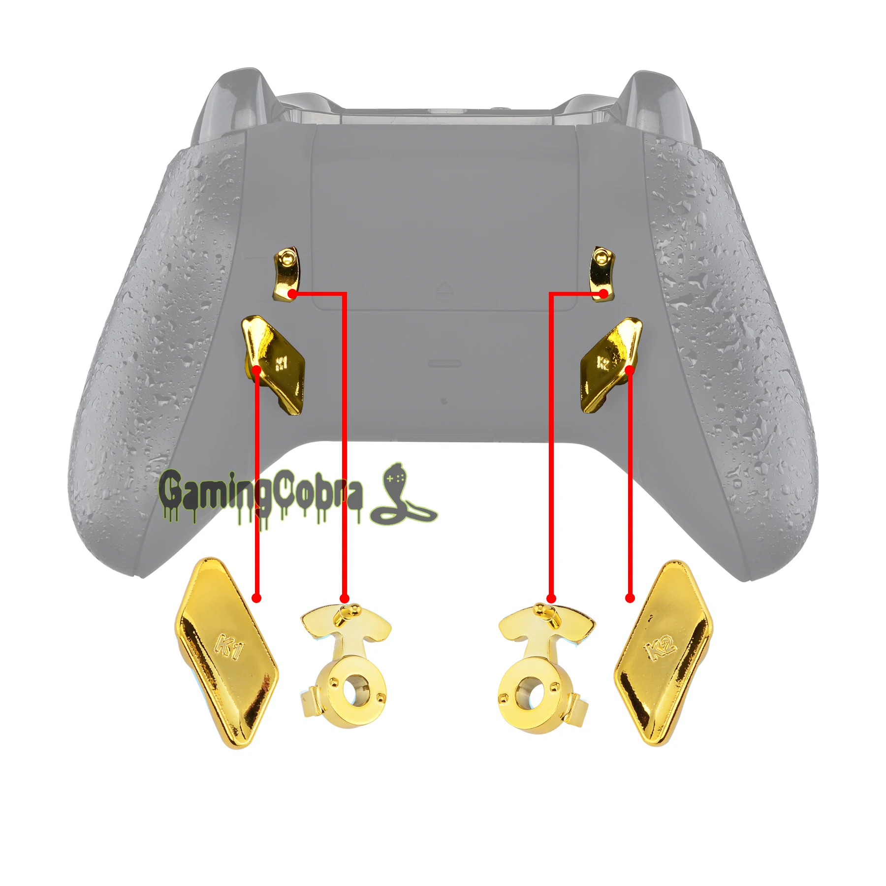 eXtremeRate Chrome Gold Glossy Replacement Buttons K1 K2 Paddles for  Xbox One S / X Controller LOFTY Remap & Trigger Stop Kit