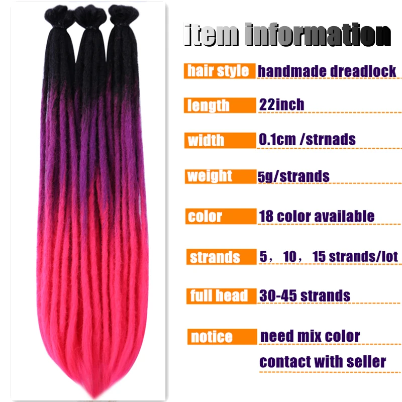 Voller Stern Handgemachte Dreadlocks Schwarz Ombre Braun Schwarz Lila Häkeln Briads Haar 5-30 Strang Furcht Loks Synthetische Haar für Frauen