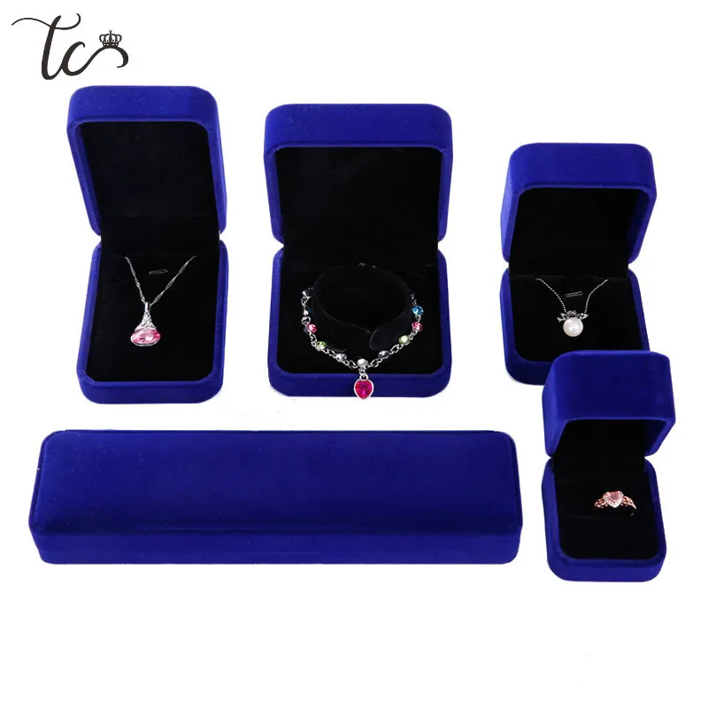 

Jewellery Organizer Gift Box Ring Box Dark Blue Velvet Jewelry Box Necklace Box Earrings Jewelry Boxes and Packaging