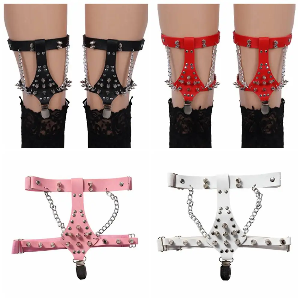 

Punk Gothic Style Harness Belt Rivet Metal Chain Accessories Stocking Garters Pole Dance Club Carnival Women Sexy Lingerie